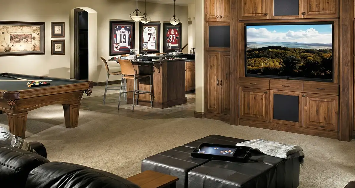 finished basement remodeling project transforming a basement into a comfortable living space in Buffalo, NY