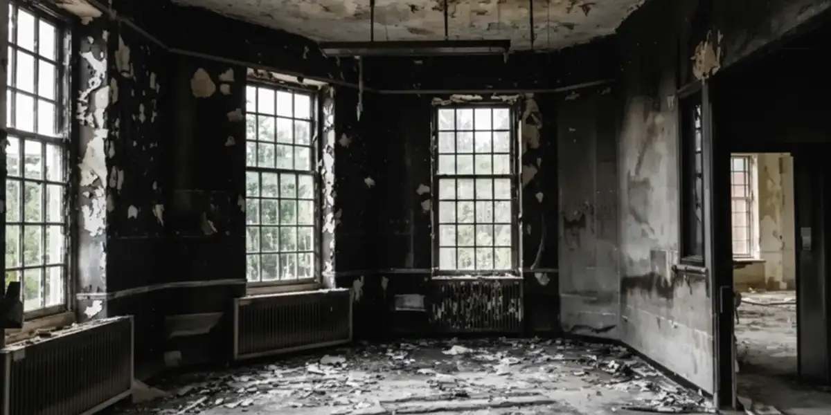 fire damage repair addressing severe interior damage and smoke residue inside a burned home in Buffalo, NY