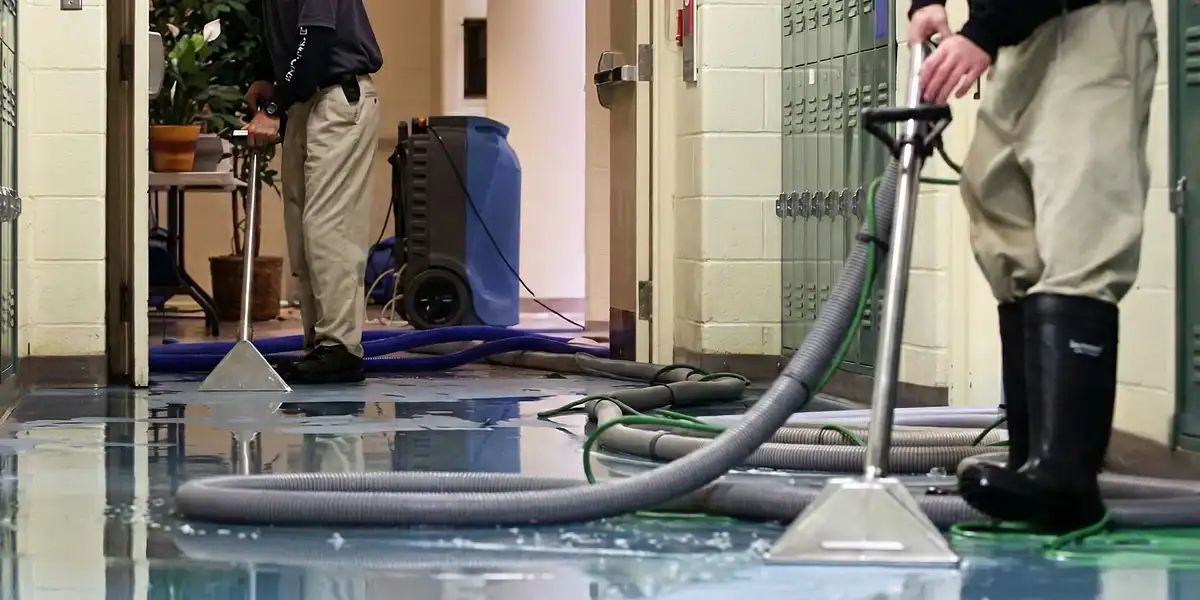 water damage restoration technicians performing professional water extraction inside a property in Buffalo, NY